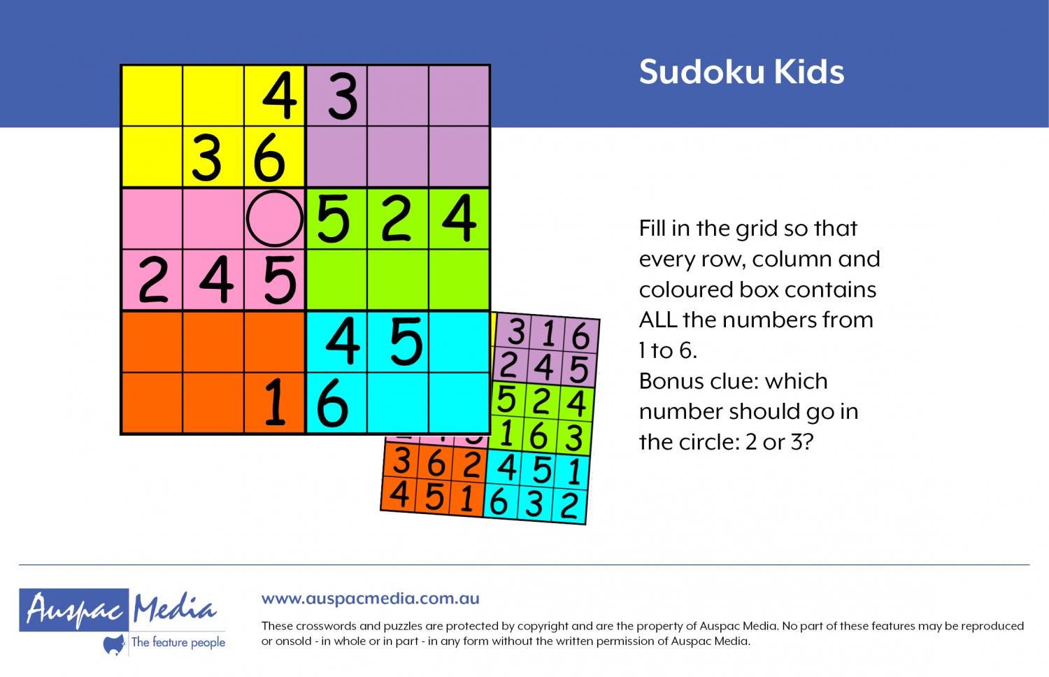 sudoku kids 6x6