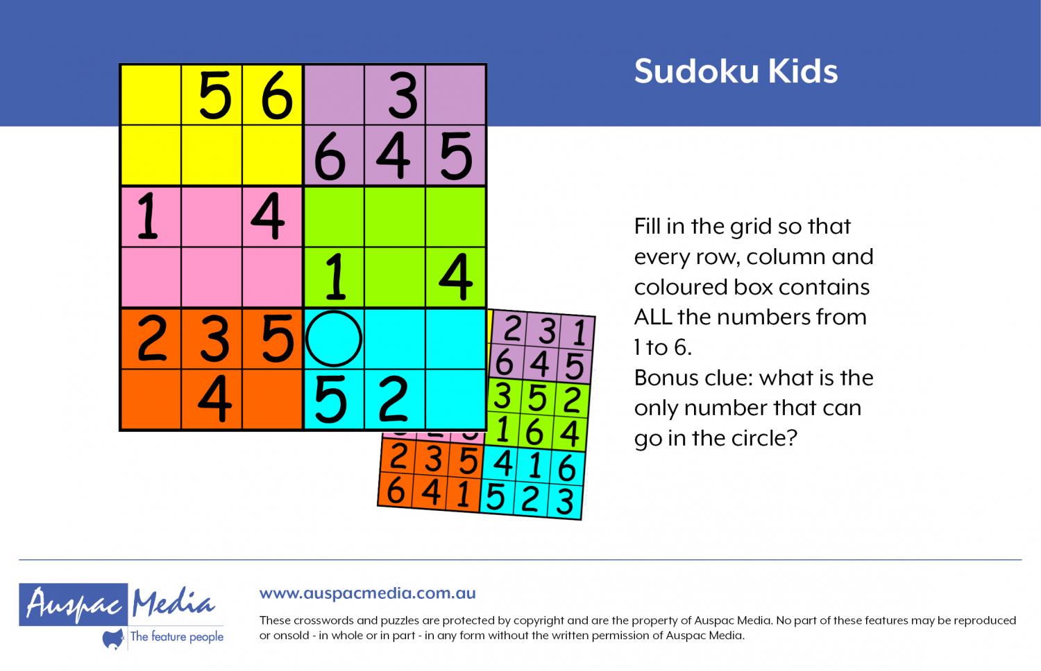 sudoku kids 6x6