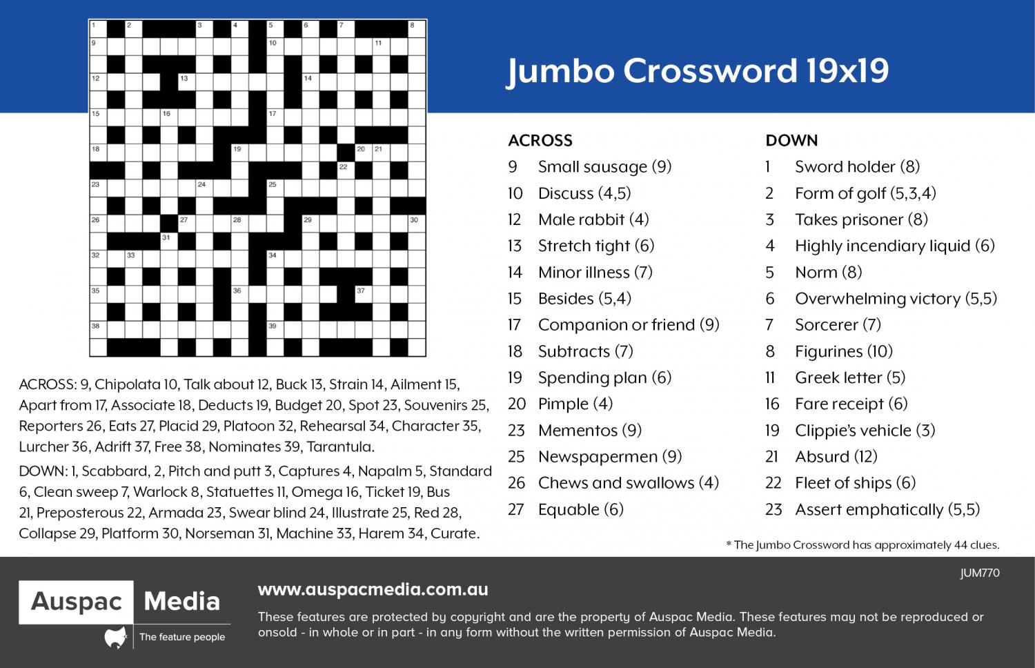 Thumbnail for Jumbo Crossword (PA) 19x19