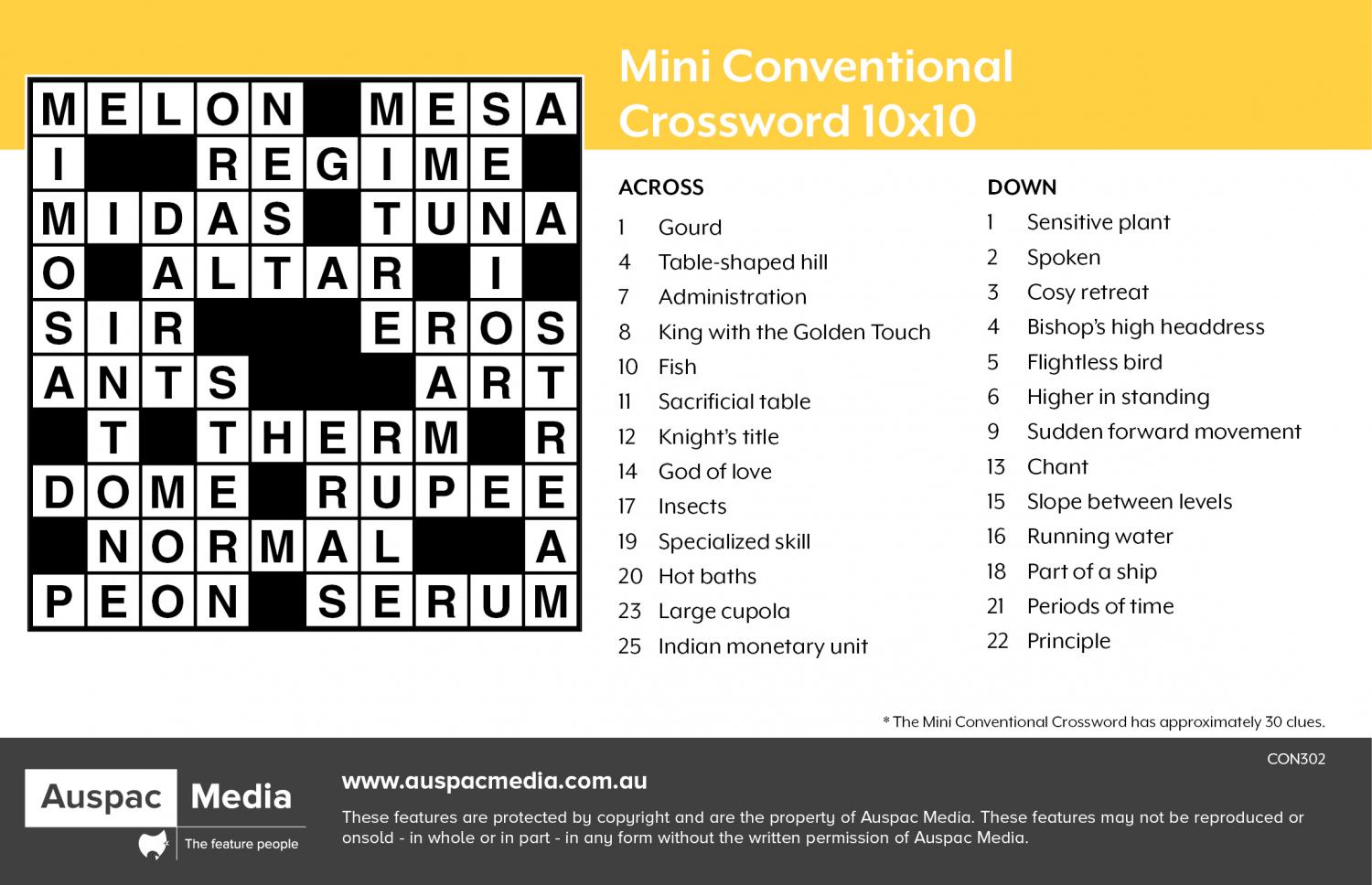 Thumbnail for Mini Conventional Crossword 10x10 