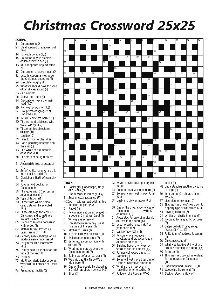 Christmas crossword 25x25