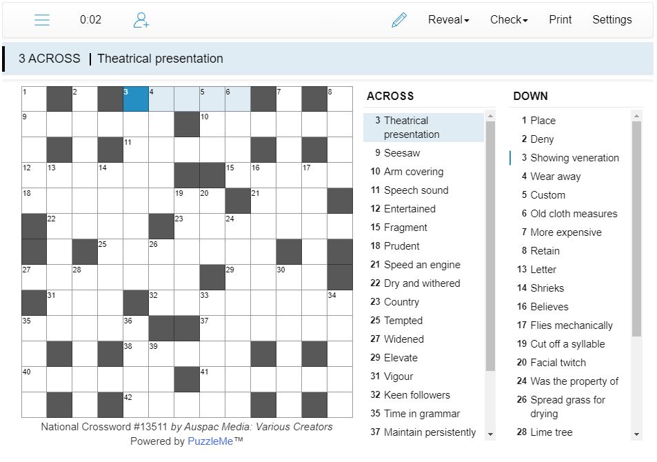 Thumbnail for Online National Crosswords