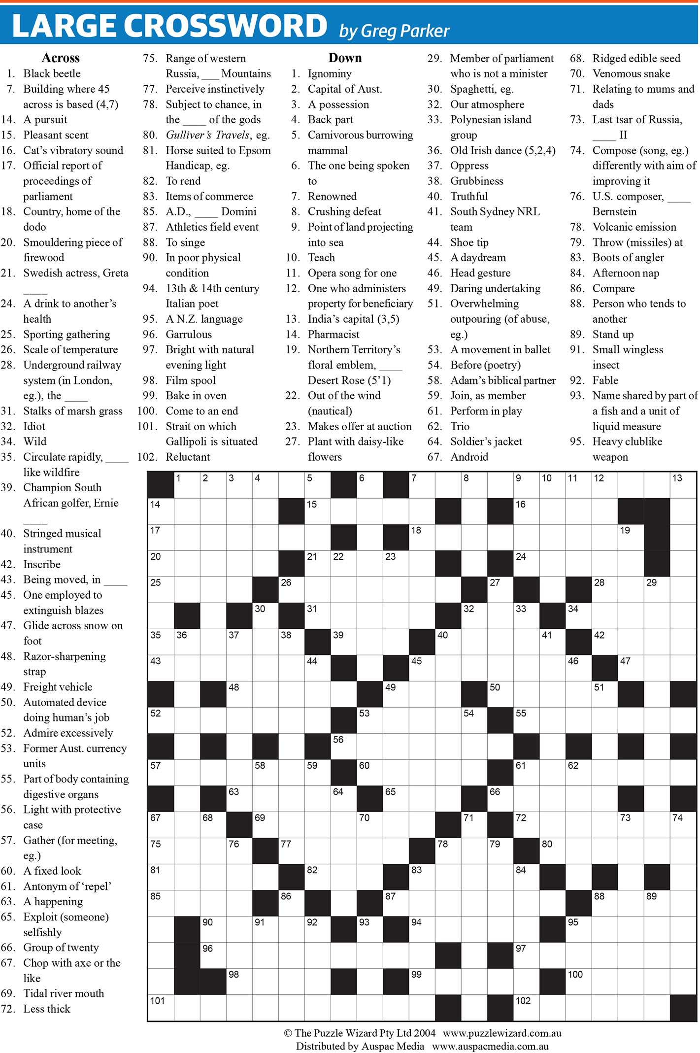 Thumbnail for Large Crossword 21x21