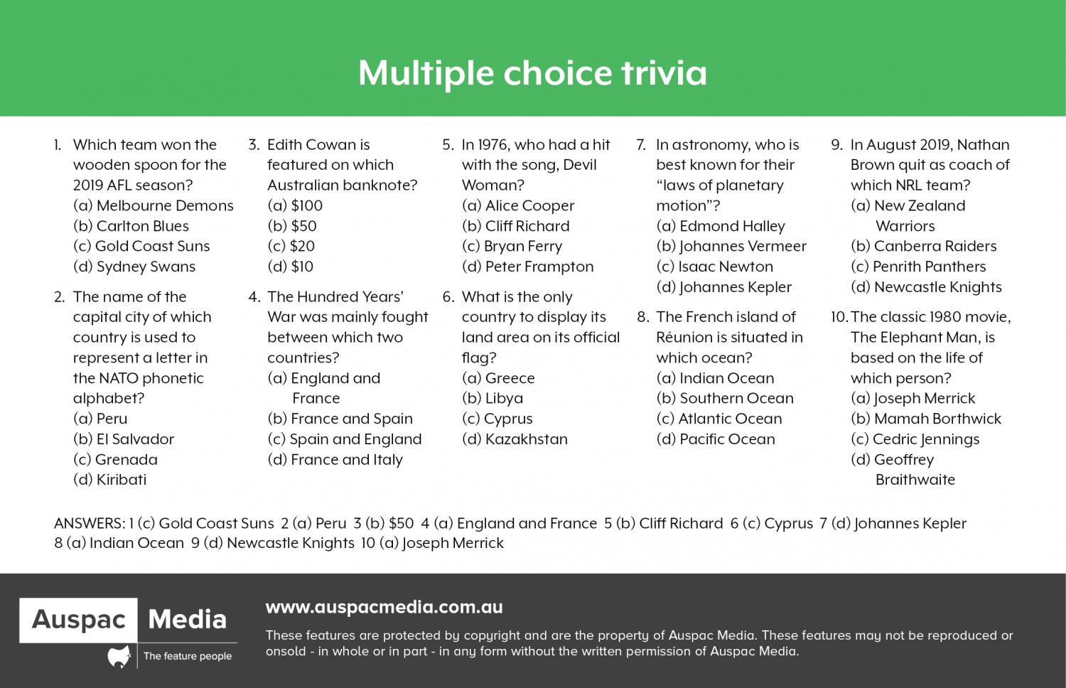 Multiple Choice Trivia