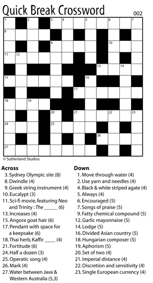 Thumbnail for Quick Break Crossword 13x13