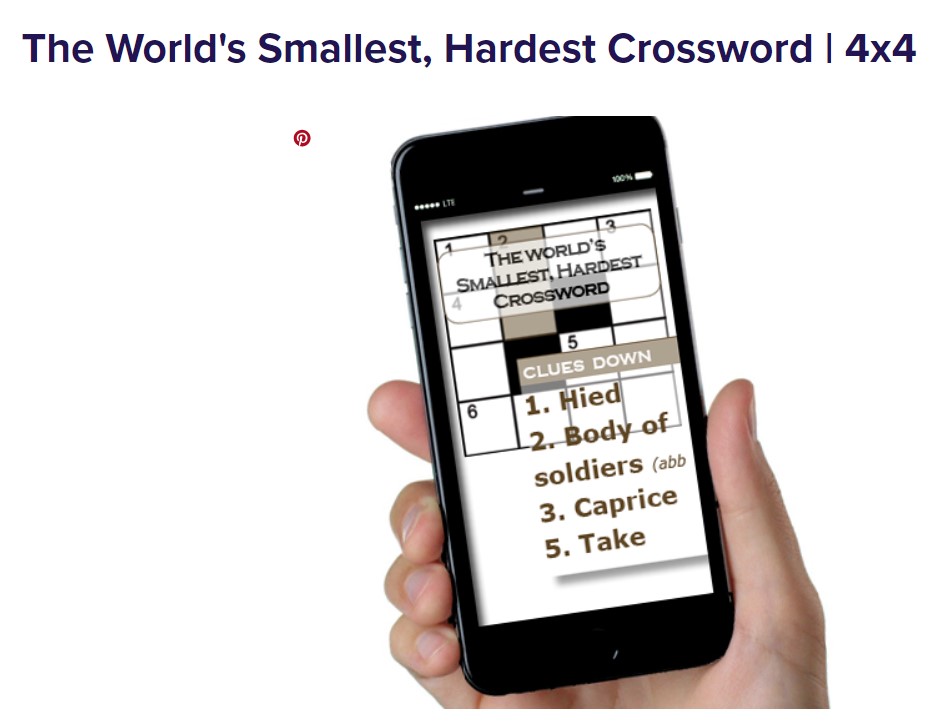 Smallest Hardest Crossword KF 4x4 Smallest Hardest Crossword KF 4x4