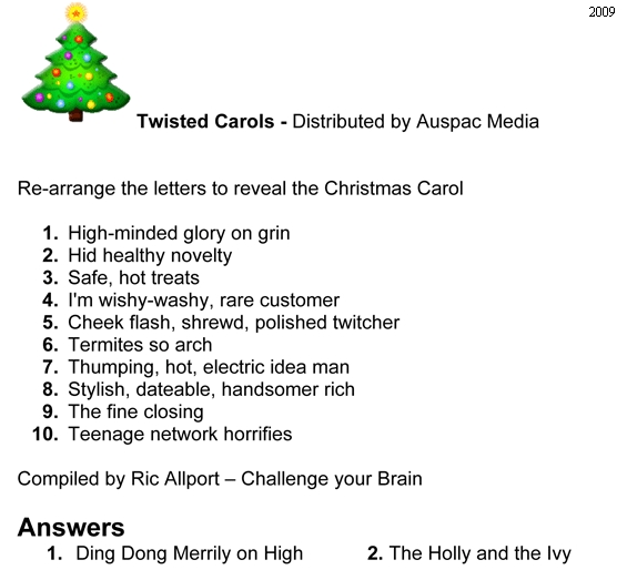 Thumbnail for Christmas Carol trivia