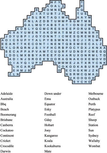 Thumbnail for Map of Australia Find a Word