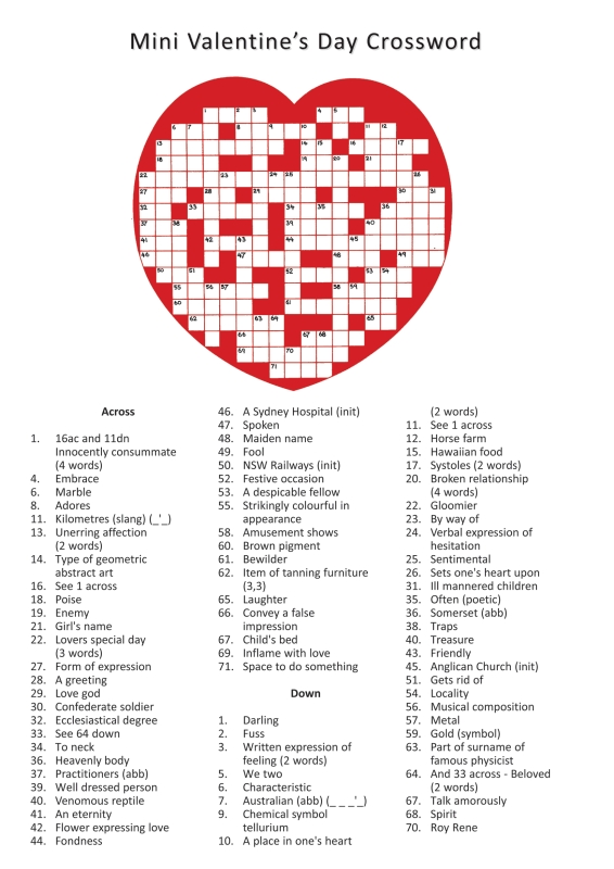 Thumbnail for Heart Crossword Valentine's Day 