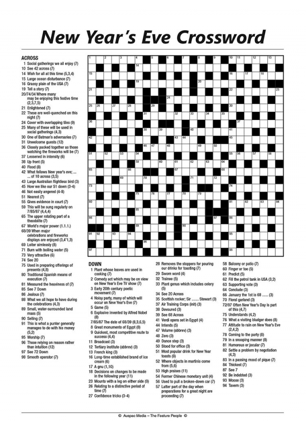 Thumbnail for New Year's crossword for adults 25x25