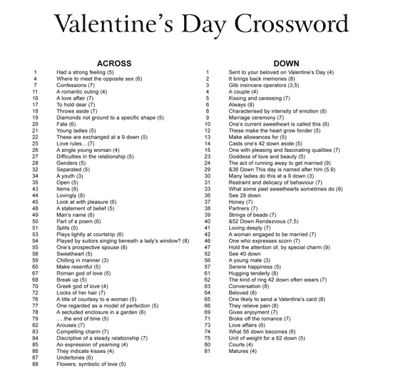 Thumbnail for Valentine's Day Crossword 25x25 Grid