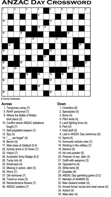 Thumbnail for Anzac Day Crossword 15x15