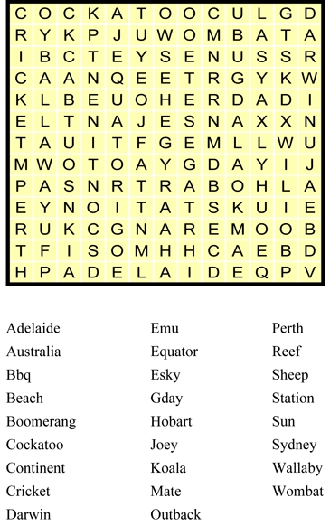 Thumbnail for Australia Day Find a Word
