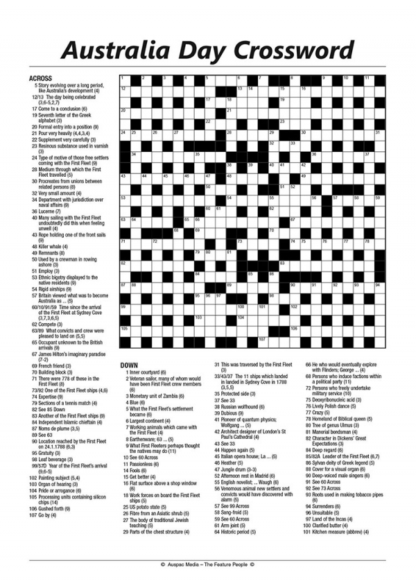 Thumbnail for Australia Day Crossword 25x25