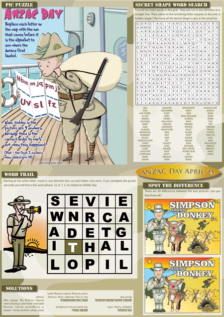 Thumbnail for Anzac Day Children's puzzle page