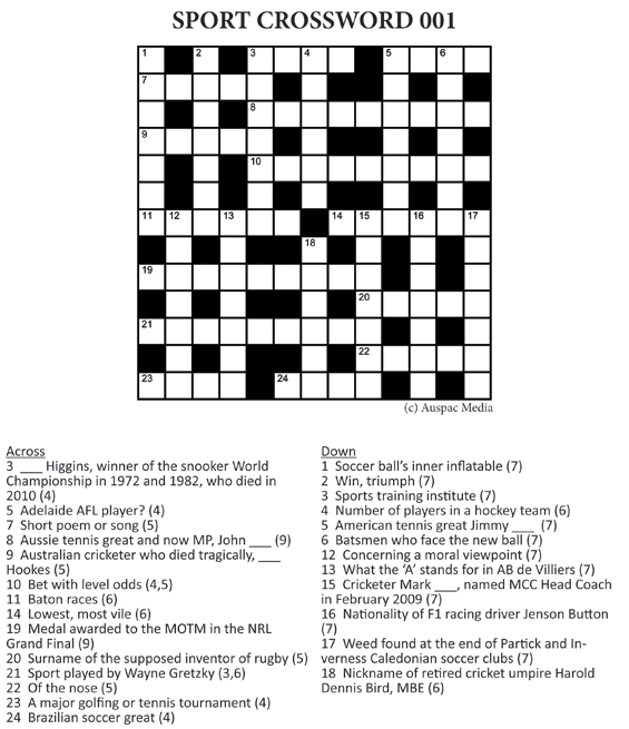Thumbnail for Sports Crossword 13x13