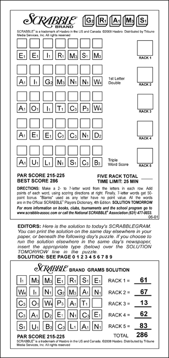 Thumbnail for SCRABBLEgrams- (TM) Tribune Content Agnecy